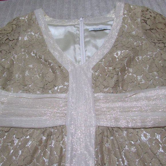 Laundry Gold Lace Overlay A Line Dress - Picture 5 of 8